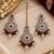Maroon mehandi-plated agate stone necklace set with earrings & maang tikka