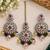 Multi mehandi-plated agate stone necklace set with earrings & maang tikka