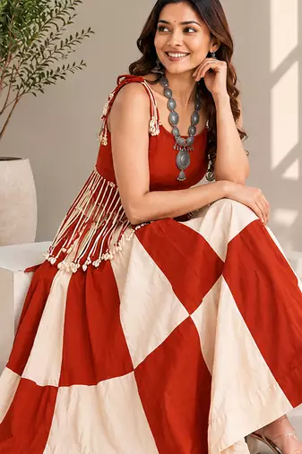 Rust Orange Off White Cowrie Kodi Work Roman Silk Traditional Chaniya Choli