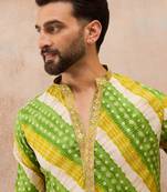 Men's multi viscose rayon printed leheriya kurta with trousers – trendy festive & wedding wear