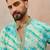 Men's turquoise blue viscose rayon printed leheriya kurta with trousers – trendy festive & wedding wear