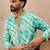 Men's turquoise blue viscose rayon printed leheriya kurta with trousers – trendy festive & wedding wear