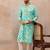 Men's turquoise blue viscose rayon printed leheriya kurta with trousers – trendy festive & wedding wear