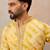 Men's yellow viscose rayon printed leheriya kurta with trousers – trendy festive & wedding wear
