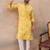 Men's yellow viscose rayon printed leheriya kurta with trousers – trendy festive & wedding wear
