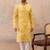 Men's yellow viscose rayon printed leheriya kurta with trousers – trendy festive & wedding wear
