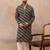 Men's blue viscose rayon printed leheriya kurta stylish festive ethnic wear
