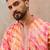 Men's pink viscose rayon printed leheriya kurta stylish festive ethnic wear