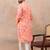 Men's pink viscose rayon printed leheriya kurta stylish festive ethnic wear