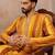 Men's yellow viscose rayon printed bandhani kurta stylish festive ethnic wear
