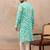 Men's turquoise blue viscose rayon printed leheriya kurta stylish festive ethnic wear