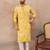 Men's yellow viscose rayon printed leheriya kurta stylish festive ethnic wear