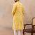 Men's yellow viscose rayon printed leheriya kurta stylish festive ethnic wear