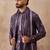 Men's purple silk blend printed ethnic motifs kurta, trouser & dupatta set – trendy festive & wedding wear