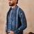 Men's blue silk blend printed ethnic motifs kurta, trouser & dupatta set     trendy festive & wedding wear