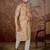Men's beige silk blend printed design floral kurta with trousers – trendy festive & wedding wear