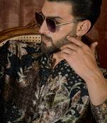 Men's black velvet printed design floral kurta with trousers – trendy festive & wedding wear