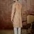 Men's beige silk blend printed design floral kurta with trousers – trendy festive & wedding wear