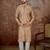 Men's beige silk blend printed design floral kurta with trousers – trendy festive & wedding wear