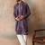 Men's purple silk blend printed ethnic motifs kurta, trouser & dupatta set – trendy festive & wedding wear