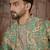 Men's green silk blend printed design ethnic motifs kurta with trousers – trendy festive & wedding wear