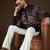 Men's black velvet printed design ethnic motifs kurta with trousers – trendy festive & wedding wear