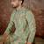 Men's green silk blend printed design ethnic motifs kurta with trousers – trendy festive & wedding wear