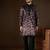 Men's black velvet printed design ethnic motifs kurta with trousers trendy festive & wedding wear