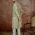Men's green silk blend printed design ethnic motifs kurta with trousers – trendy festive & wedding wear