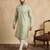 Men's green silk blend embroidered design solid kurta with trousers – trendy festive & wedding wear