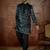 Men's black velvet printed design ethnic motifs kurta with trousers – trendy festive & wedding wear