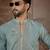 Men's turquoise blue silk blend embroidered design solid kurta with trousers – trendy festive & wedding wear