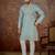 Men's turquoise blue silk blend embroidered design solid kurta with trousers – trendy festive & wedding wear