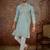 Men's turquoise blue silk blend embroidered design solid kurta with trousers – trendy festive & wedding wear