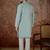 Men's turquoise blue silk blend embroidered design solid kurta with trousers – trendy festive & wedding wear