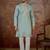 Men's turquoise blue silk blend embroidered design solid kurta with trousers – trendy festive & wedding wear