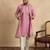 Men's pink viscose rayon embroidered solid kurta with dupatta – trendy festive & wedding wear