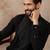 Men's black viscose rayon printed design ethnic motifs kurta with trousers – trendy festive & wedding wear
