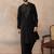 Men's black viscose rayon printed design ethnic motifs kurta with trousers – trendy festive & wedding wear