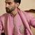 Men's pink viscose rayon embroidered solid kurta, trouser & dupatta set – trendy festive & wedding wear
