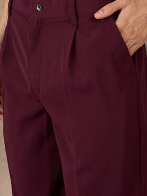 Men's maroon viscose rayon printed design ethnic motifs kurta with trousers – trendy festive & wedding wear 5