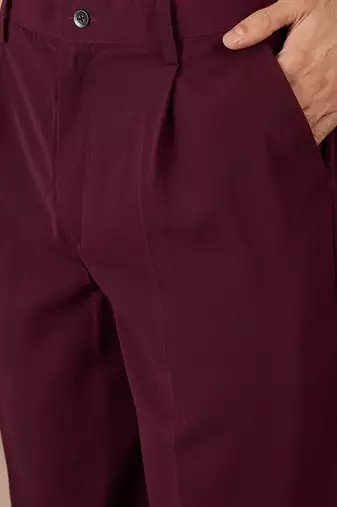 Men's maroon viscose rayon printed design ethnic motifs kurta with trousers trendy festive & wedding wear