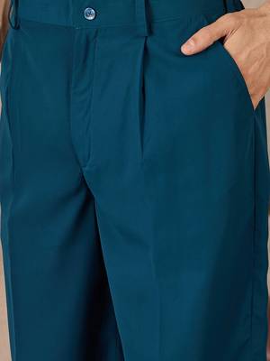 Men's blue viscose rayon printed design ethnic motifs kurta with trousers – trendy festive & wedding wear 5