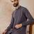 Men's grey viscose rayon printed design ethnic motifs kurta with trousers – trendy festive & wedding wear