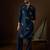 Men's blue viscose rayon dyed design solid kurta with trousers trendy festive & wedding wear