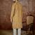 Men's mustard viscose rayon embroidered design ethnic motifs kurta with trousers – trendy festive & wedding wear