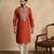 Men's orange silk blend embroidered design solid kurta with trousers – trendy festive & wedding wear
