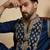 Men's blue silk blend embroidered design solid kurta with trousers – trendy festive & wedding wear