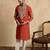 Men's orange silk blend embroidered design solid kurta with trousers – trendy festive & wedding wear