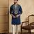 Men's blue silk blend embroidered design solid kurta with trousers – trendy festive & wedding wear
